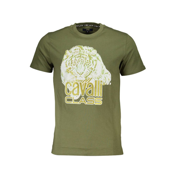 Cavalli Class Crew Neck T-Shirt — Green Cotton