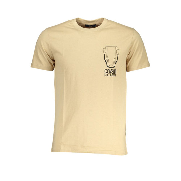 Cavalli Class Crew Neck T-Shirt — Beige Cotton