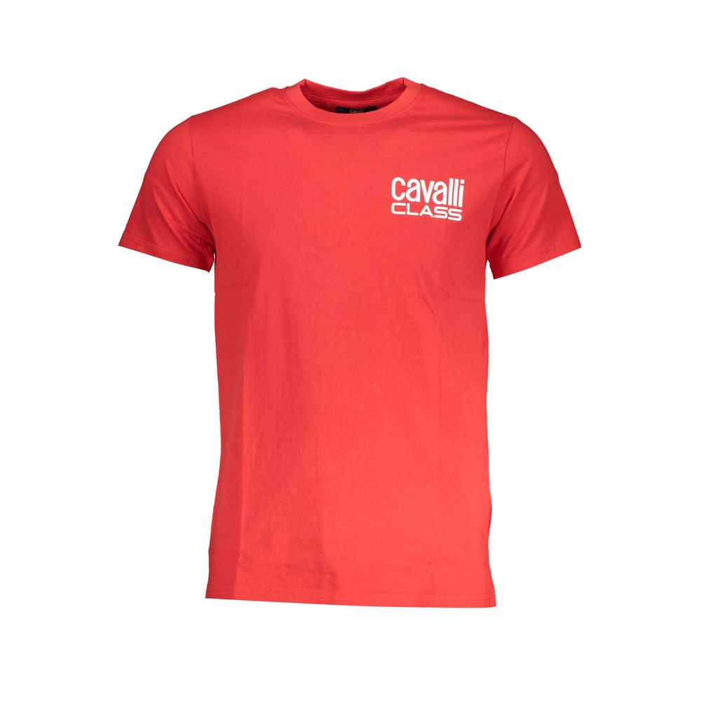 Cavalli Class Crew Neck T-Shirt — Red Cotton