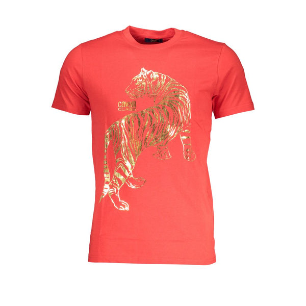 Cavalli Class Crew Neck T-Shirt — Red Cotton
