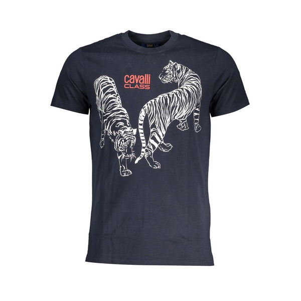 Cavalli Class Crew Neck T-Shirt — Blue Cotton