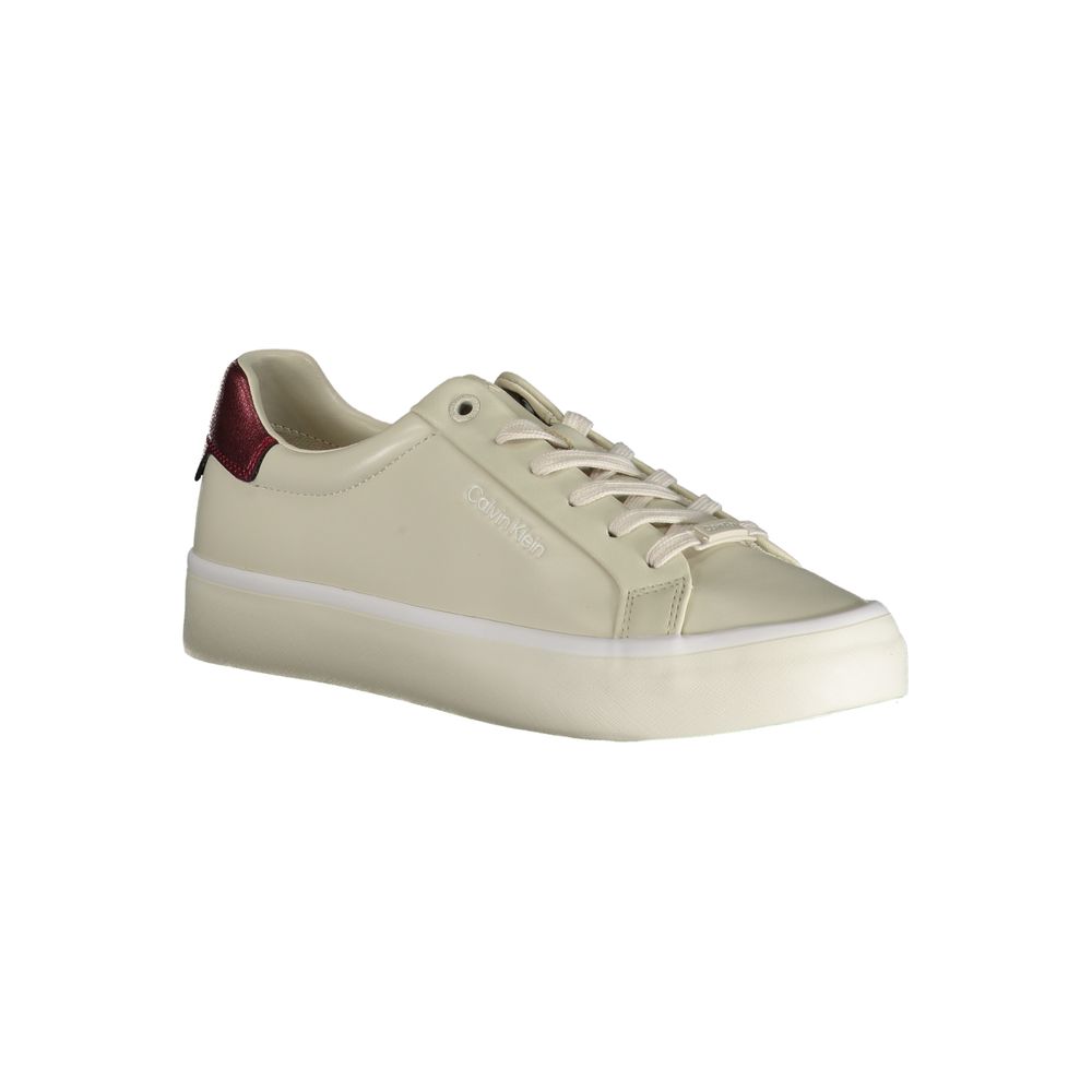 Calvin Klein Leather Low-Top Sneaker — Beige