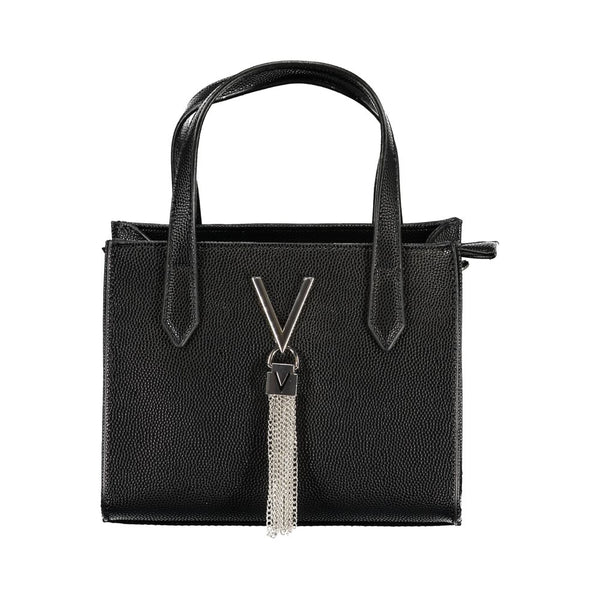 Mario Valentino Bag — Black Polyurethane, Handles and Shoulder Strap