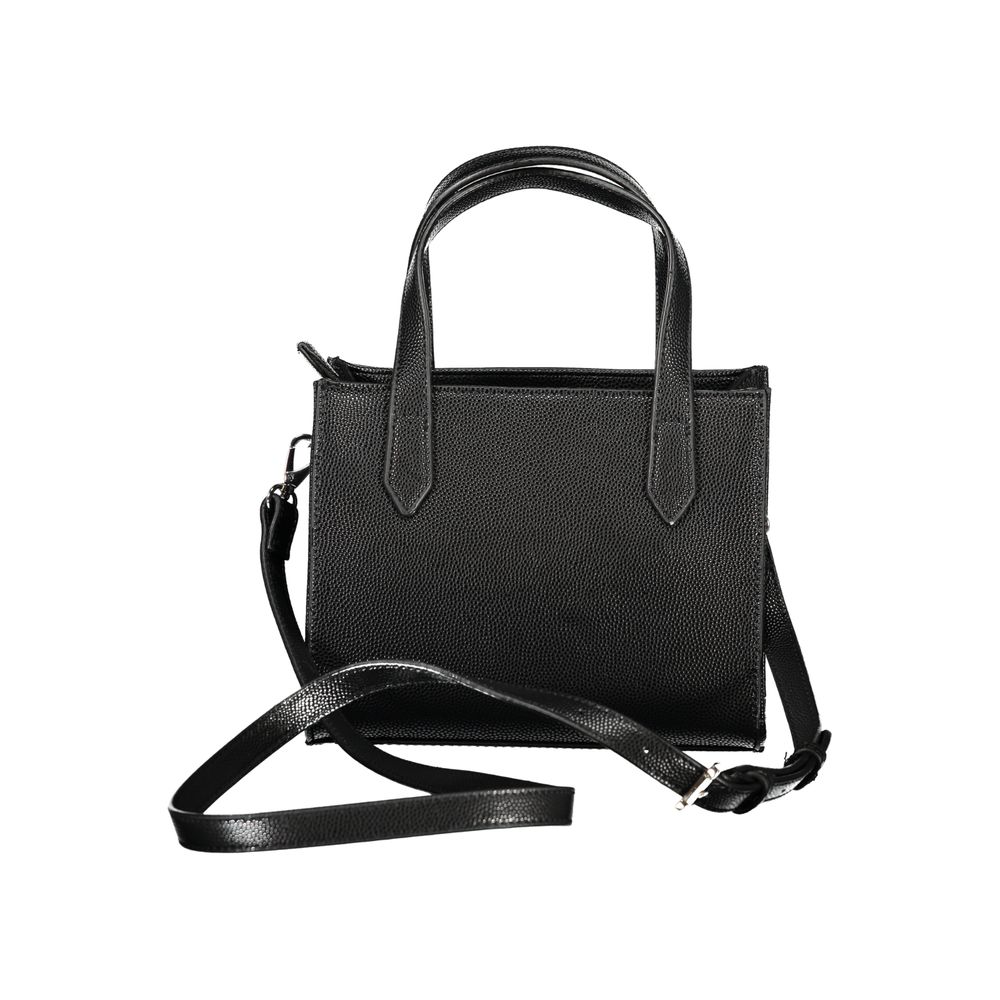 Mario Valentino Bag — Black Polyurethane, Handles and Shoulder Strap