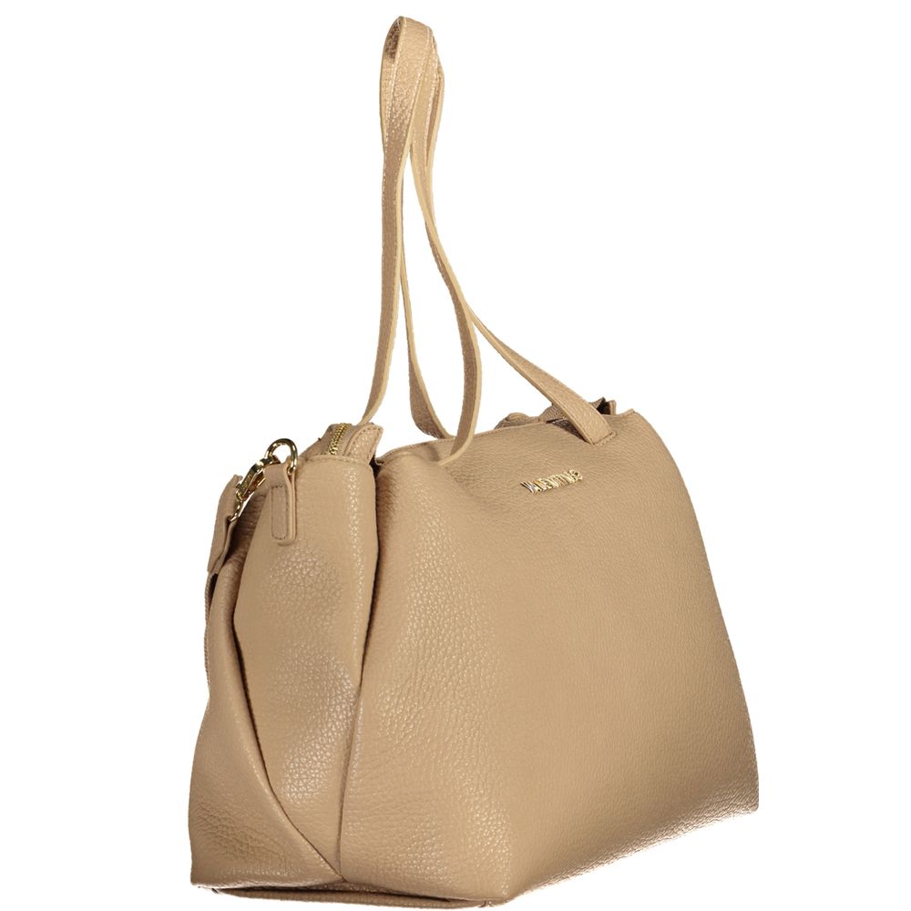 Mario Valentino Bag — Beige Polyurethane with Adjustable Shoulder Strap