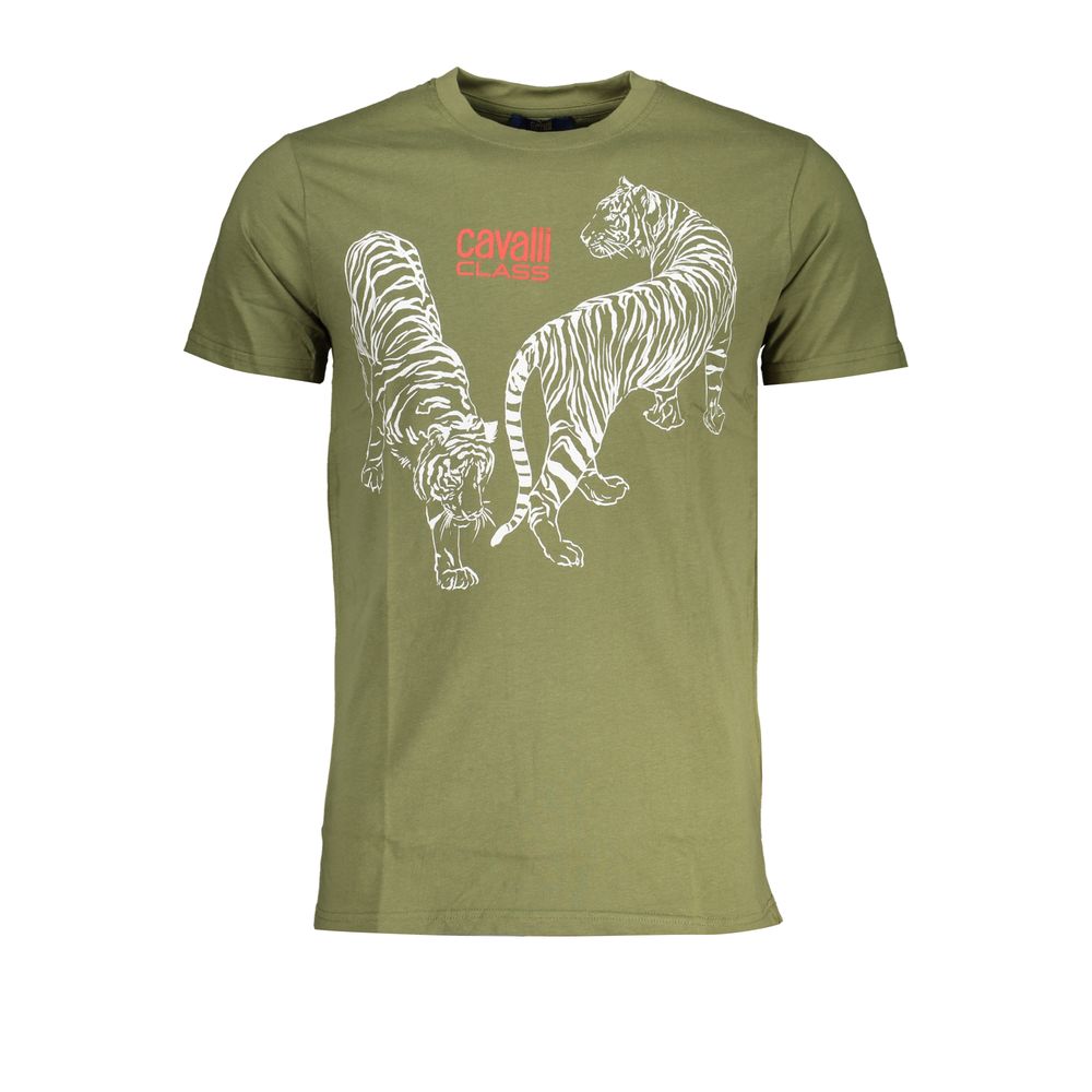 Cavalli Class Crew Neck T-Shirt — Green Cotton