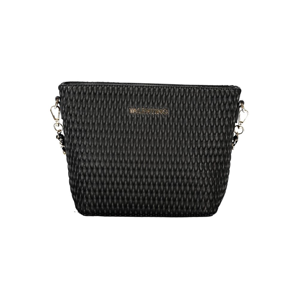 Mario Valentino Bag — Black Polyurethane, Removable Shoulder Handle