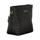 Mario Valentino Bag — Black Polyurethane, Removable Shoulder Handle