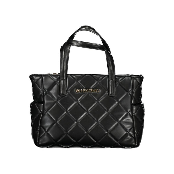 Mario Valentino Bag — Black Polyurethane, Dual Handles