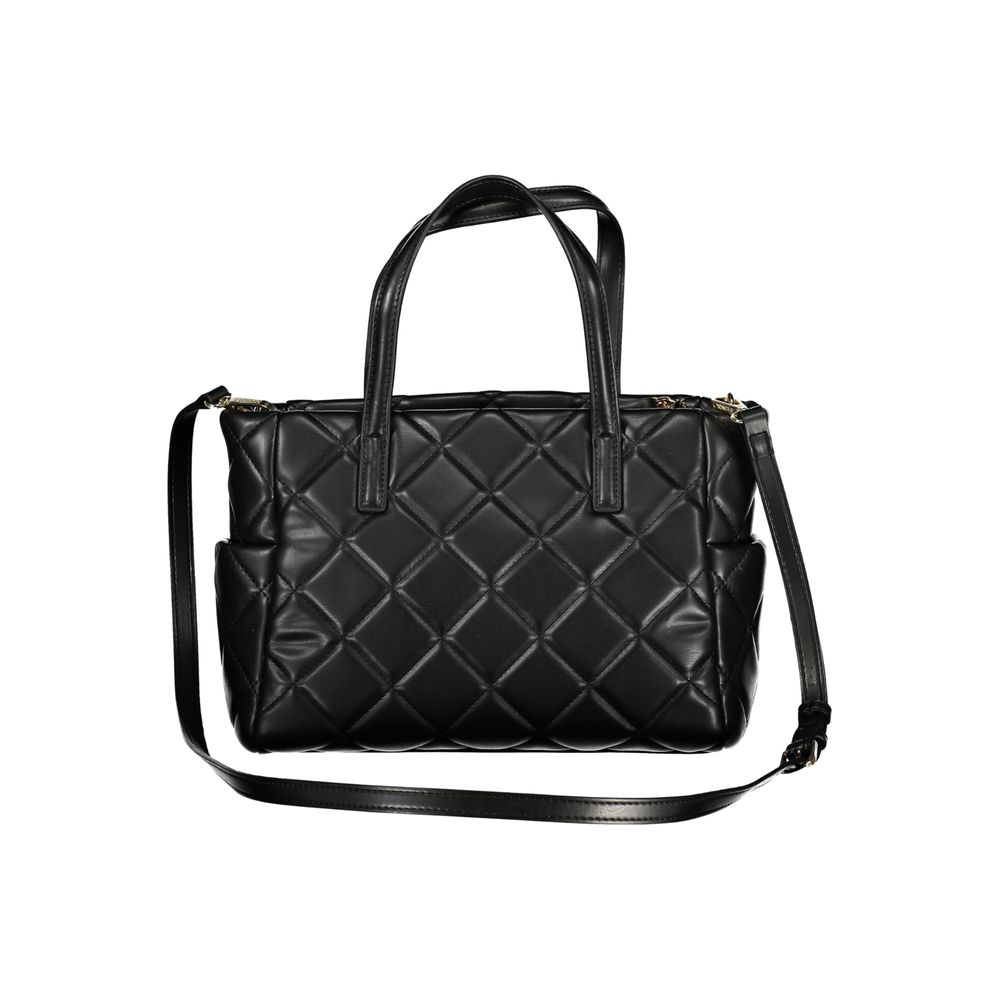 Mario Valentino Bag — Black Polyurethane, Dual Handles