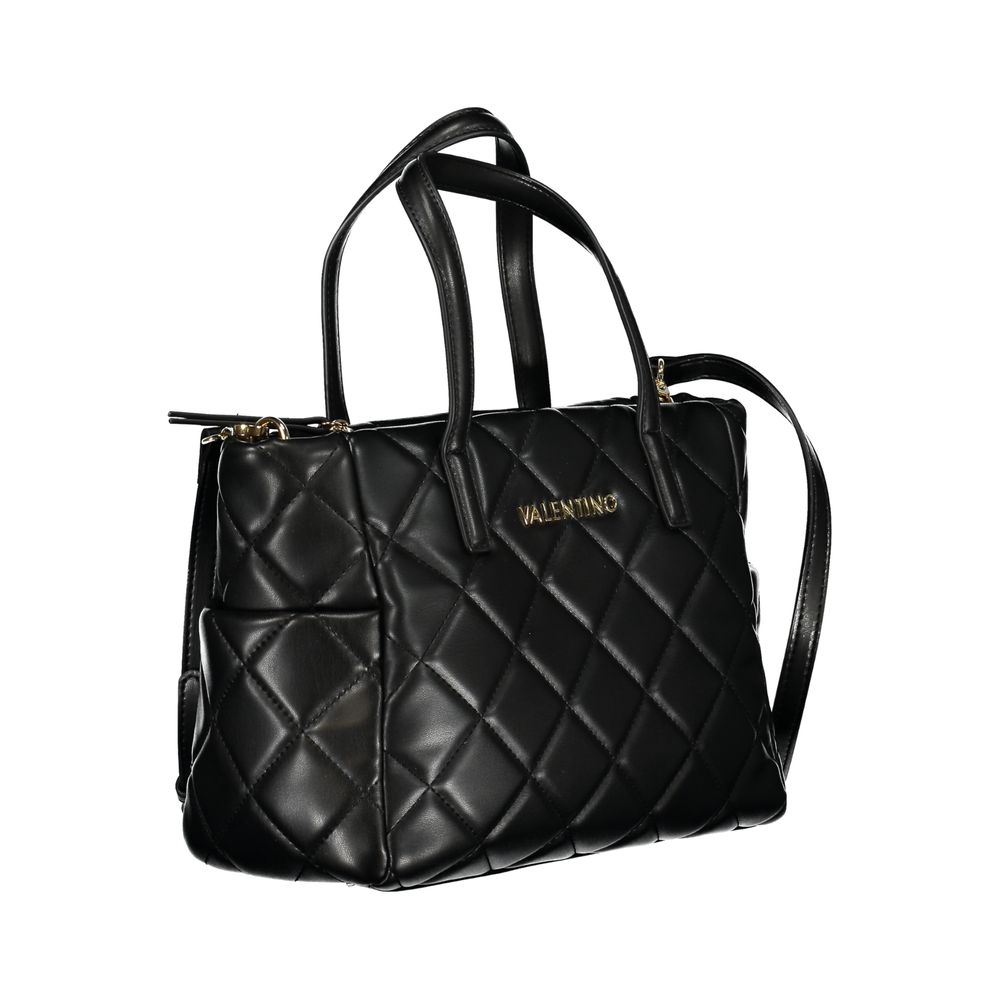 Mario Valentino Bag — Black Polyurethane, Dual Handles