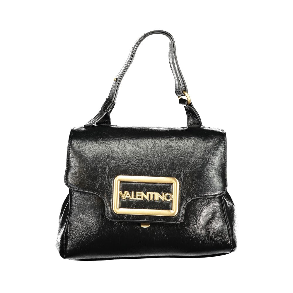 Mario Valentino Bag — Black Polyurethane with Adjustable Handle