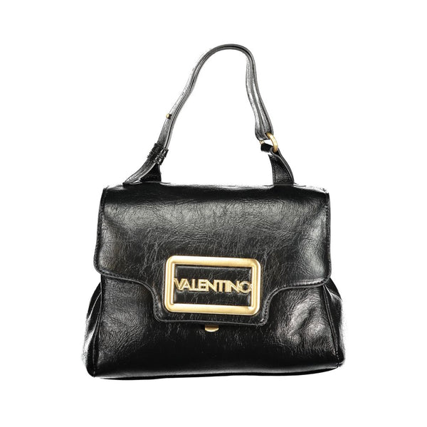 Mario Valentino Bag — Black Polyurethane with Adjustable Handle