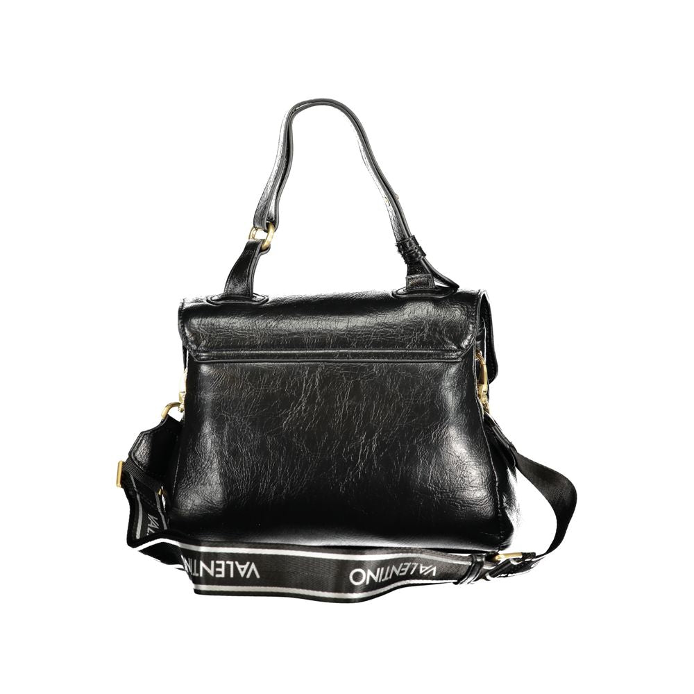 Mario Valentino Bag — Black Polyurethane with Adjustable Handle