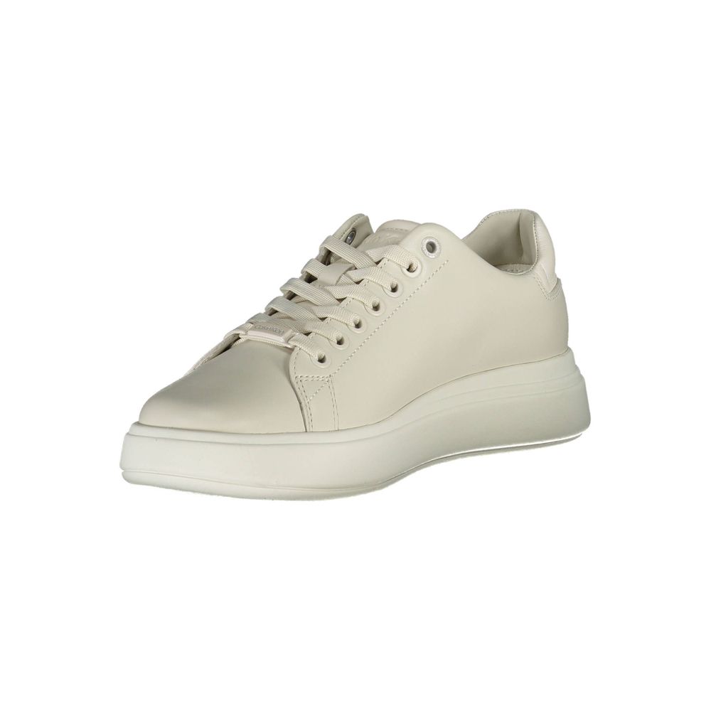 Calvin Klein Leather Low-Top Sneaker — Beige