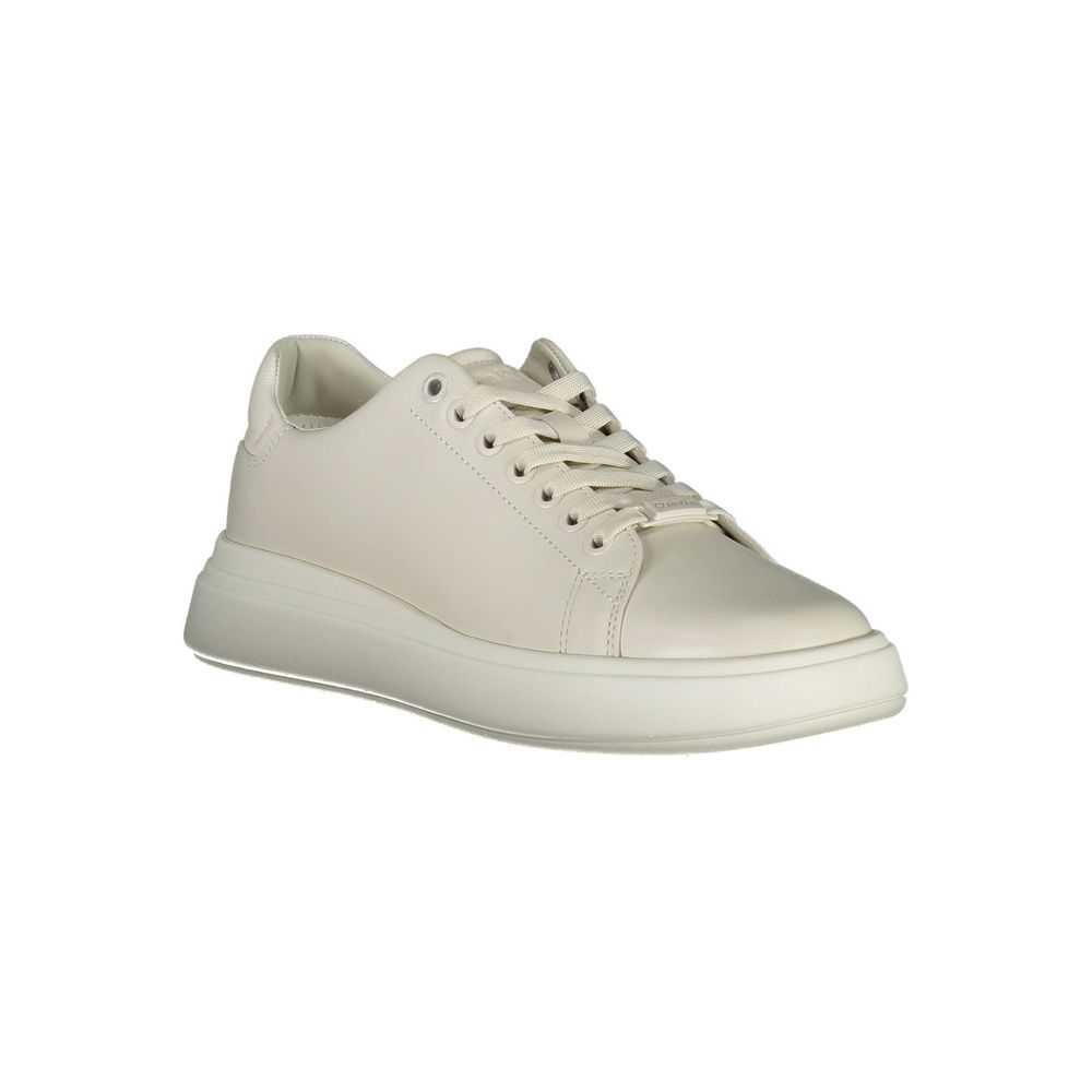 Calvin Klein Leather Low-Top Sneaker — Beige