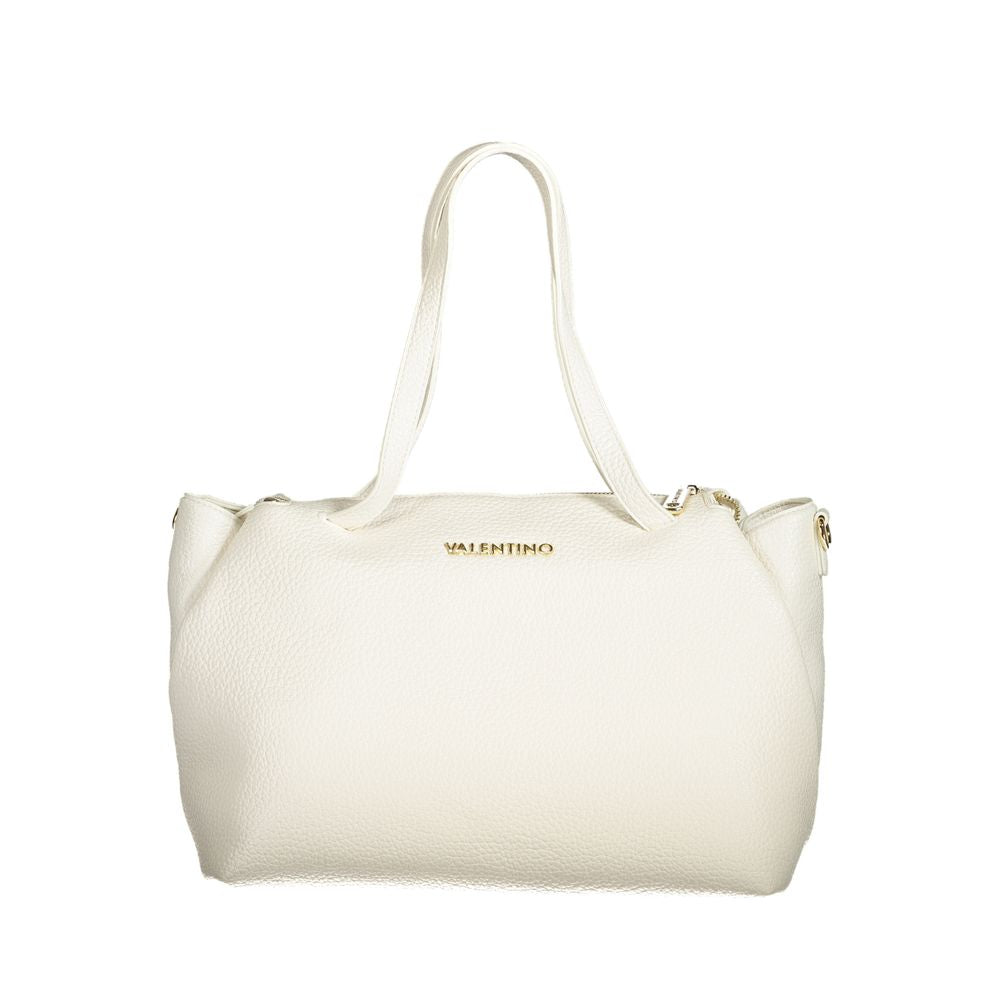 Mario Valentino Bag — White Polyurethane with Handles and Internal Pocket