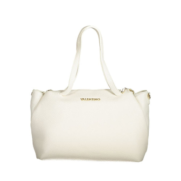 Mario Valentino Bag — White Polyurethane with Handles and Internal Pocket