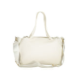 Mario Valentino Bag — White Polyurethane with Handles and Internal Pocket