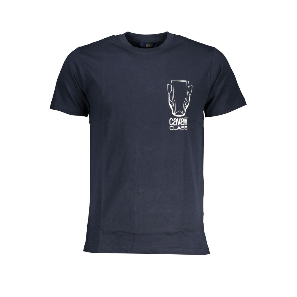 Cavalli Class Crew Neck T-Shirt — Blue Cotton