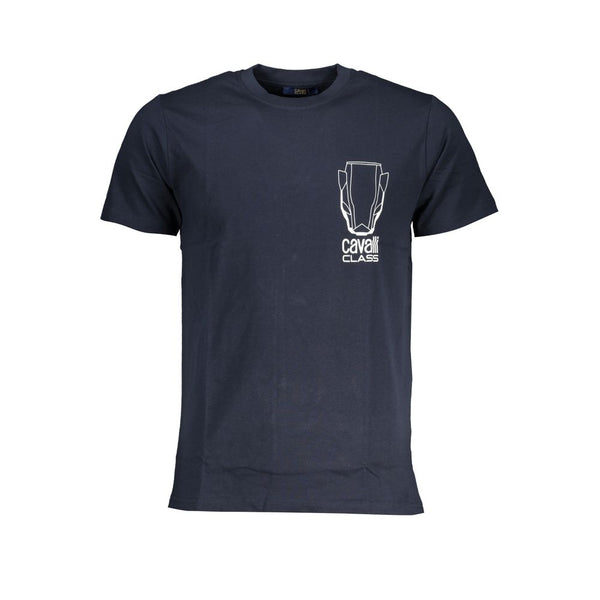 Cavalli Class Crew Neck T-Shirt — Blue Cotton
