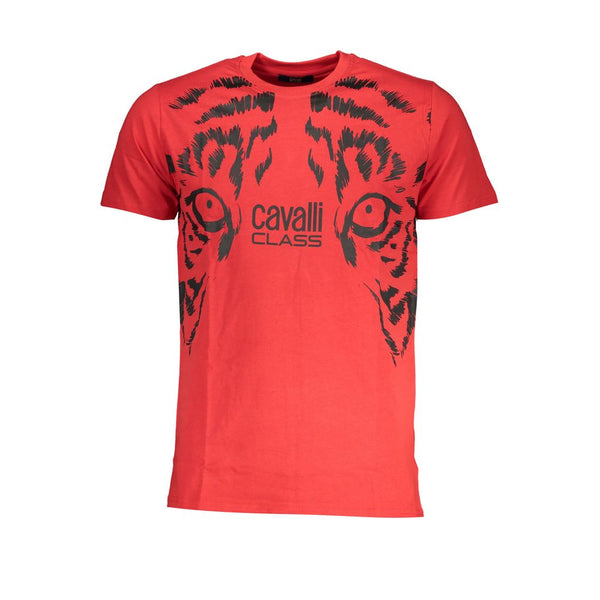 Cavalli Class Crew Neck T-Shirt — Red Cotton