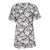 Cavalli Class Printed Cotton Mini Dress — White