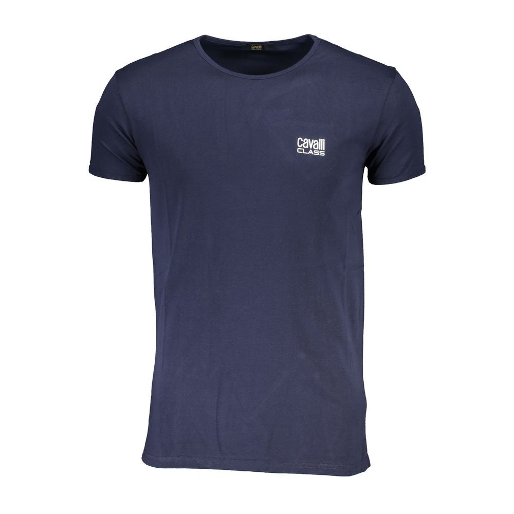 Cavalli Class Crew Neck T-Shirt — Blue Cotton