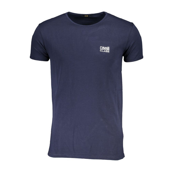 Cavalli Class Crew Neck T-Shirt — Blue Cotton