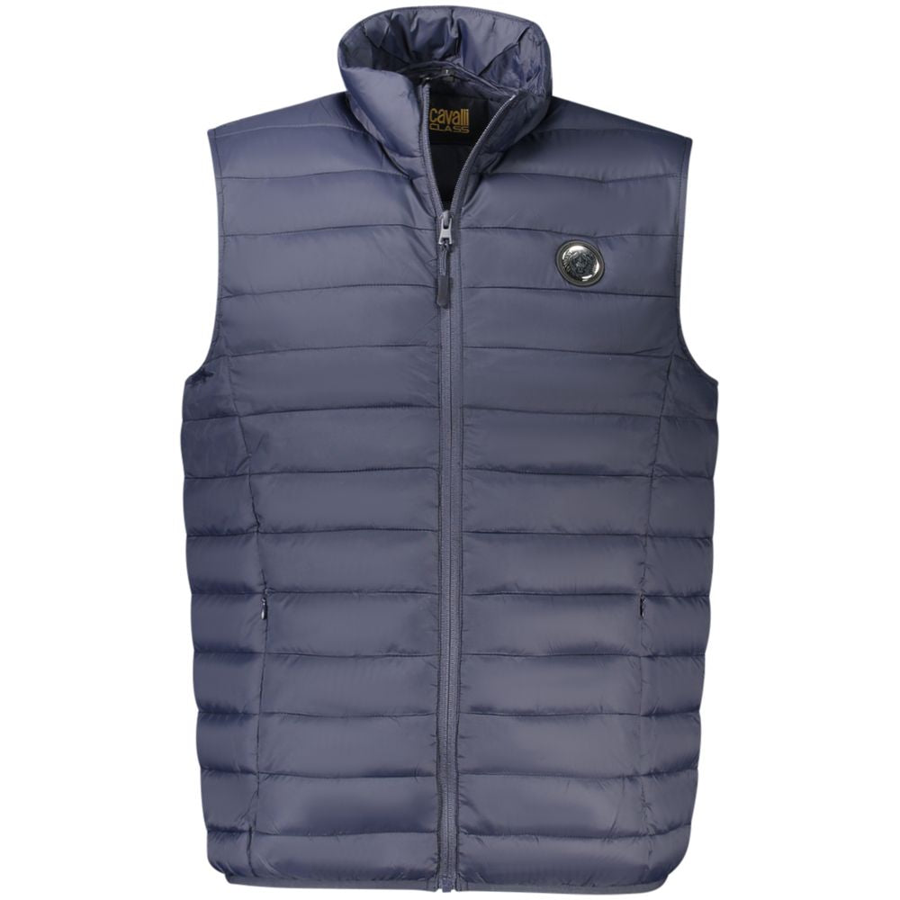 Cavalli Class Sleeveless Jacket — Blue Polyester