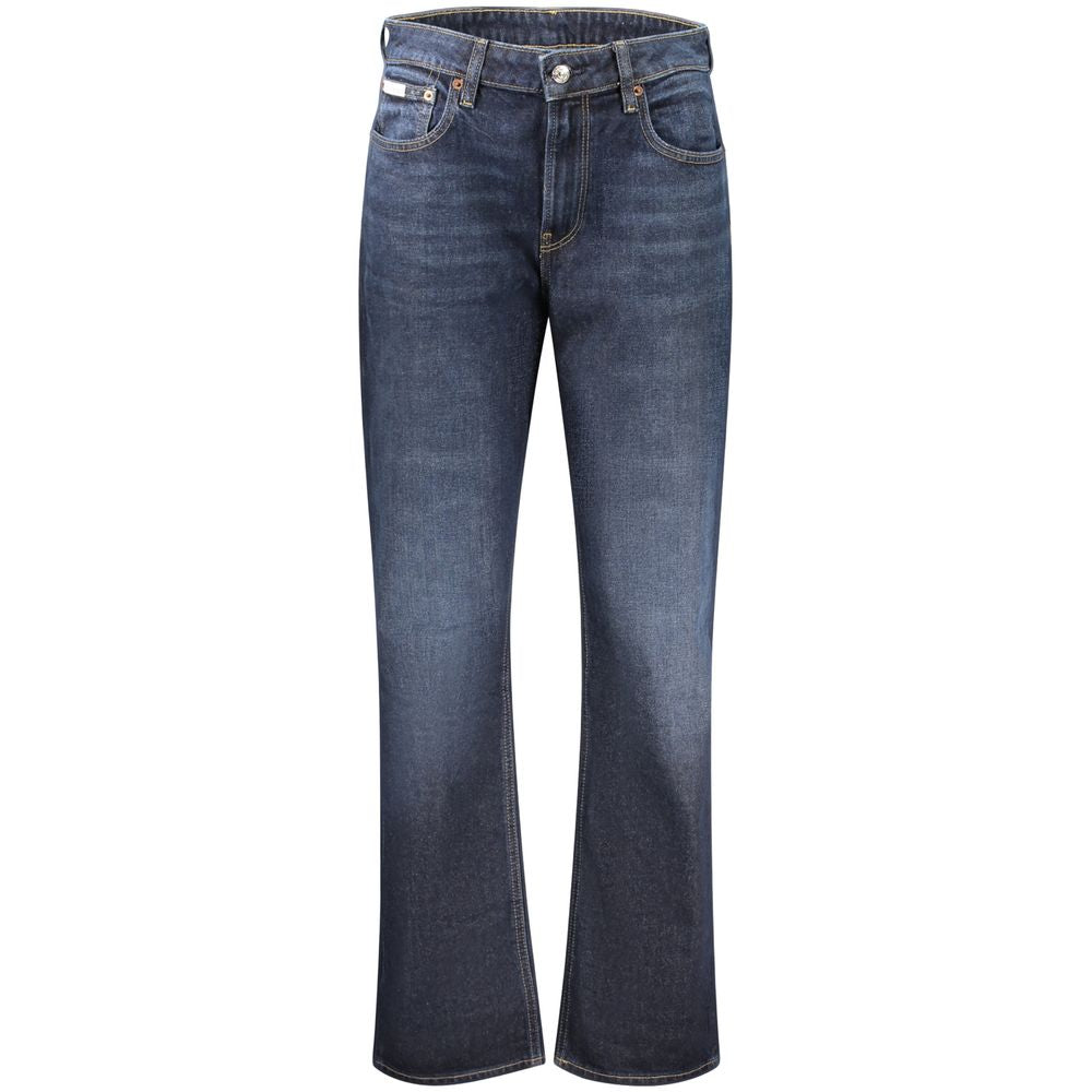 Calvin Klein High-Rise Straight-Leg Jeans — Blue Cotton